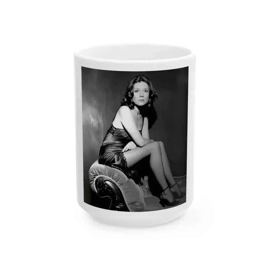 Diana Rigg #42 (Vintage Female Icon) White Coffee Mug 15oz - Go Mug Yourself