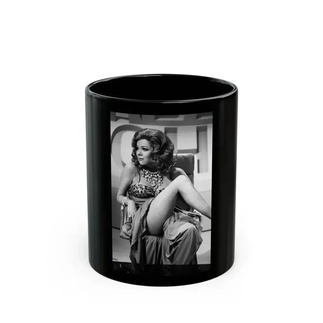 Diana Rigg #43 (Vintage Female Icon) Black Coffee Mug 11oz - Go Mug Yourself