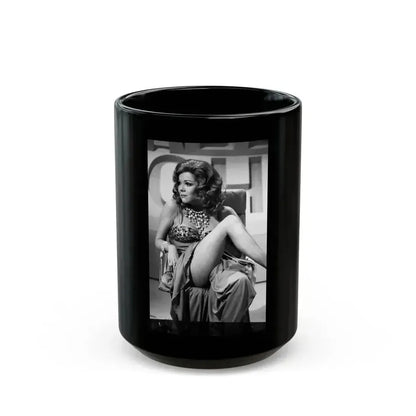 Diana Rigg #43 (Vintage Female Icon) Black Coffee Mug 15oz - Go Mug Yourself