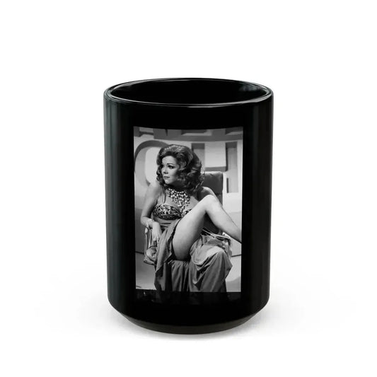 Diana Rigg #43 (Vintage Female Icon) Black Coffee Mug 15oz - Go Mug Yourself