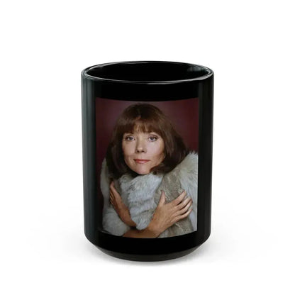 Diana Rigg #47 (Vintage Female Icon) Black Coffee Mug 15oz - Go Mug Yourself