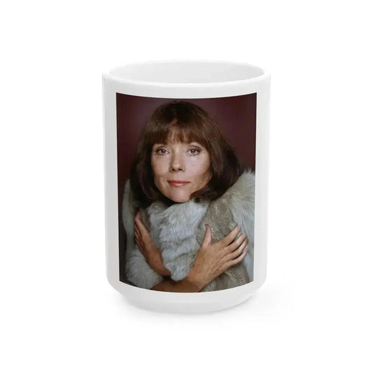 Diana Rigg #47 (Vintage Female Icon) White Coffee Mug 15oz - Go Mug Yourself