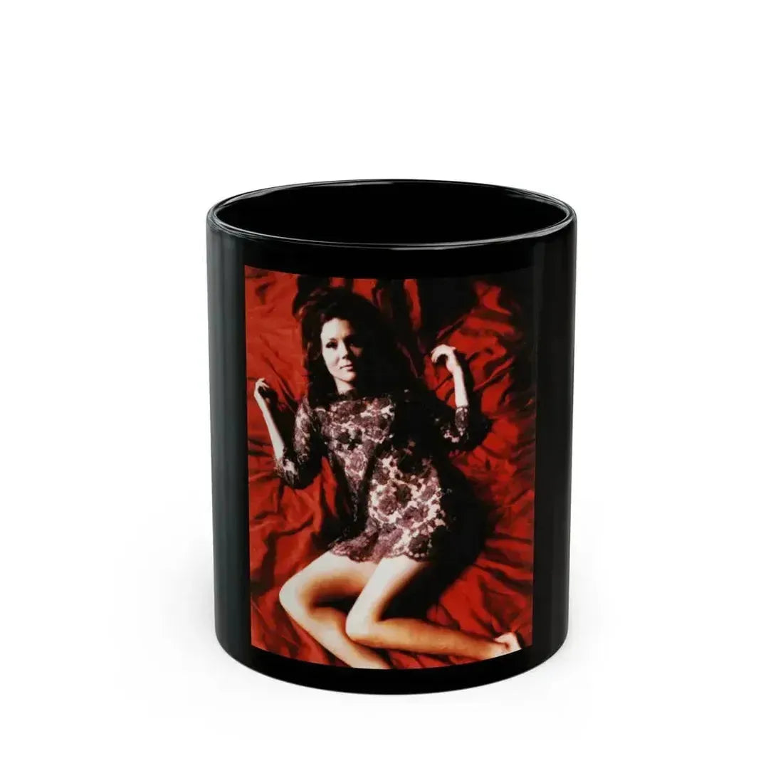 Diana Rigg #49 (Vintage Female Icon) Black Coffee Mug 11oz - Go Mug Yourself
