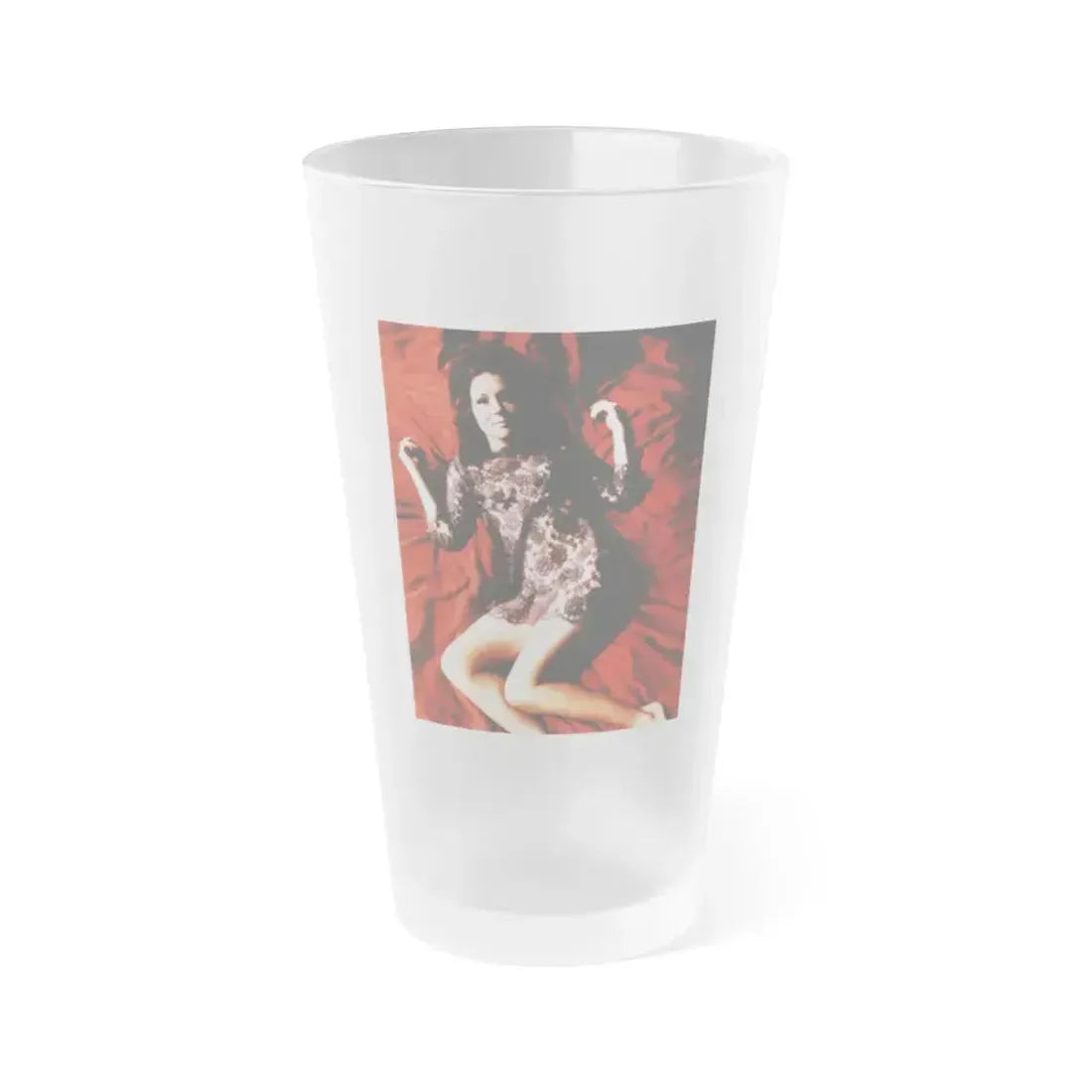 Diana Rigg #49 (Vintage Female Icon) Frosted Pint Glass 16oz 16oz Frosted - Go Mug Yourself