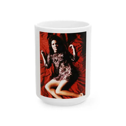 Diana Rigg #49 (Vintage Female Icon) White Coffee Mug 15oz - Go Mug Yourself