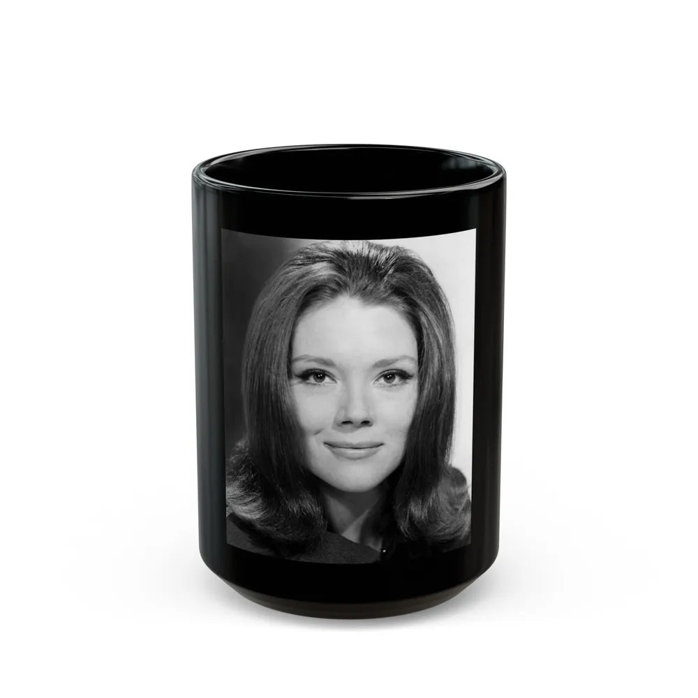 Diana Rigg #51 (Vintage Female Icon) Black Coffee Mug-15oz-Go Mug Yourself