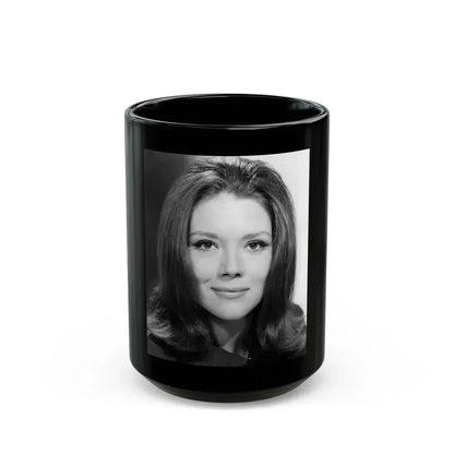 Diana Rigg #51 (Vintage Female Icon) Black Coffee Mug 15oz - Go Mug Yourself