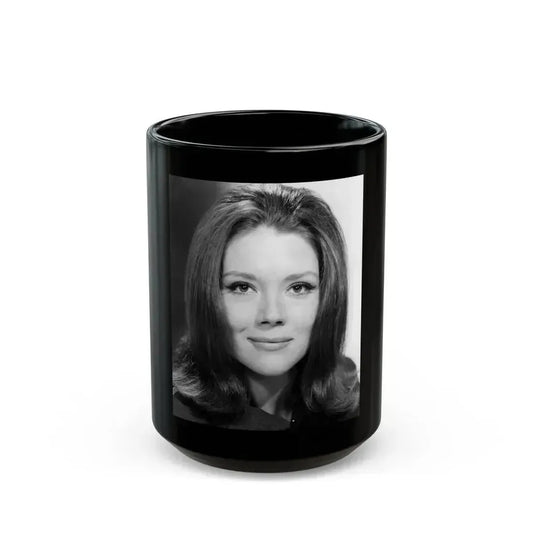 Diana Rigg #51 (Vintage Female Icon) Black Coffee Mug 15oz - Go Mug Yourself