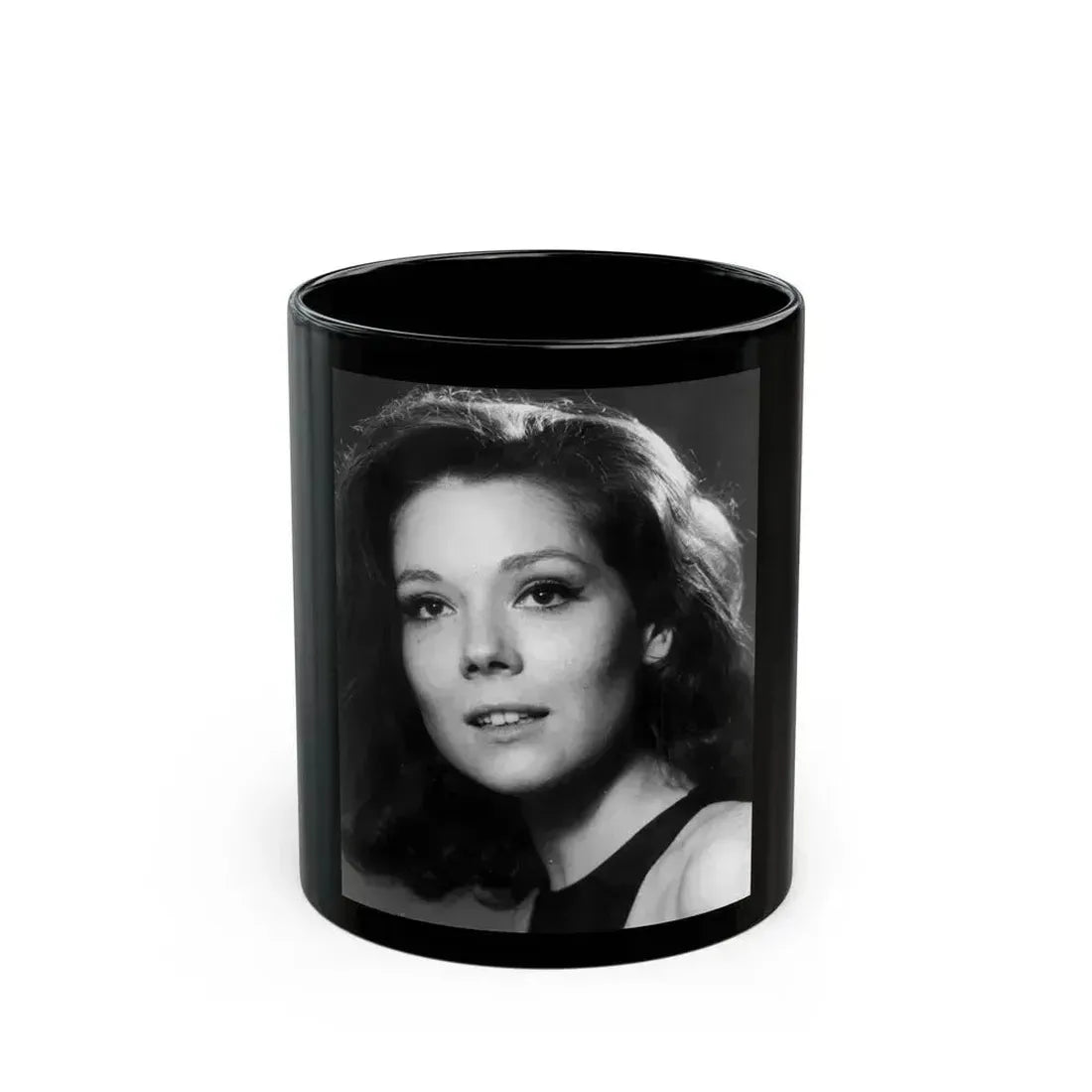 Diana Rigg #52 (Vintage Female Icon) Black Coffee Mug 11oz - Go Mug Yourself