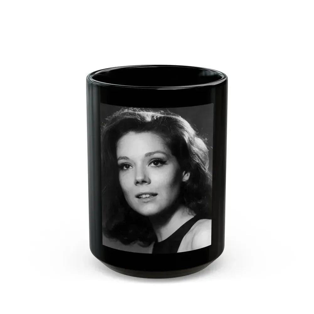 Diana Rigg #52 (Vintage Female Icon) Black Coffee Mug 15oz - Go Mug Yourself