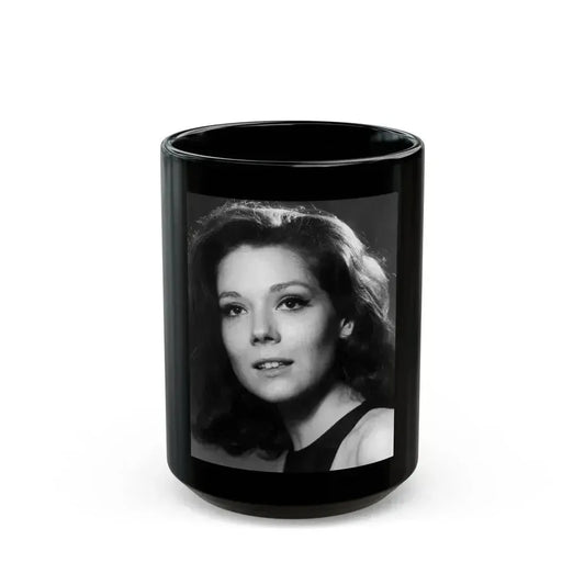 Diana Rigg #52 (Vintage Female Icon) Black Coffee Mug 15oz - Go Mug Yourself