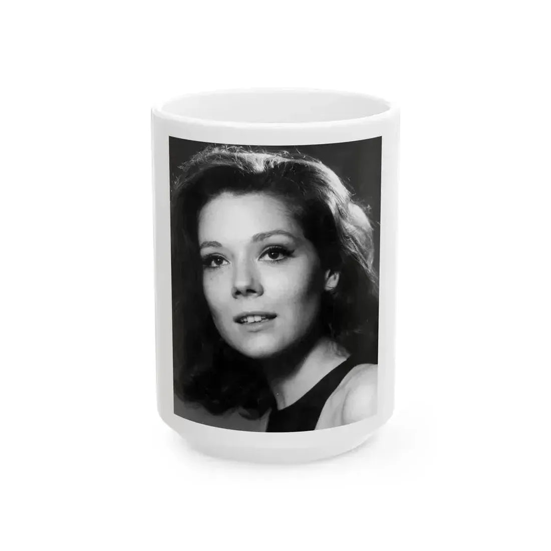 Diana Rigg #52 (Vintage Female Icon) White Coffee Mug 15oz - Go Mug Yourself