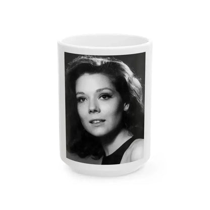 Diana Rigg #52 (Vintage Female Icon) White Coffee Mug 15oz - Go Mug Yourself