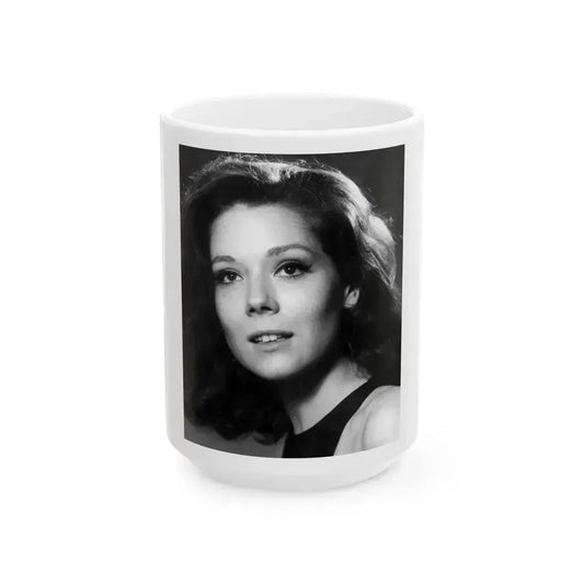 Diana Rigg #52 (Vintage Female Icon) White Coffee Mug 15oz - Go Mug Yourself