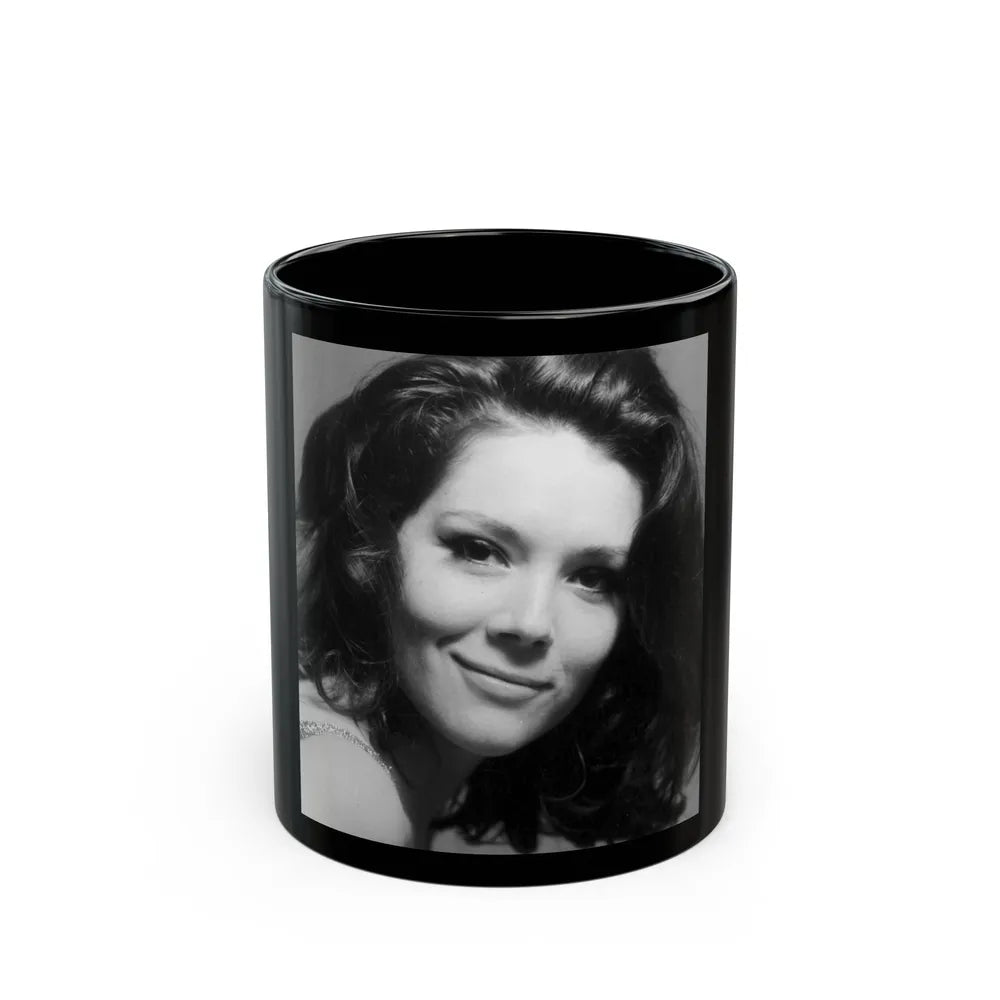 Diana Rigg #53 (Vintage Female Icon) Black Coffee Mug-11oz-Go Mug Yourself