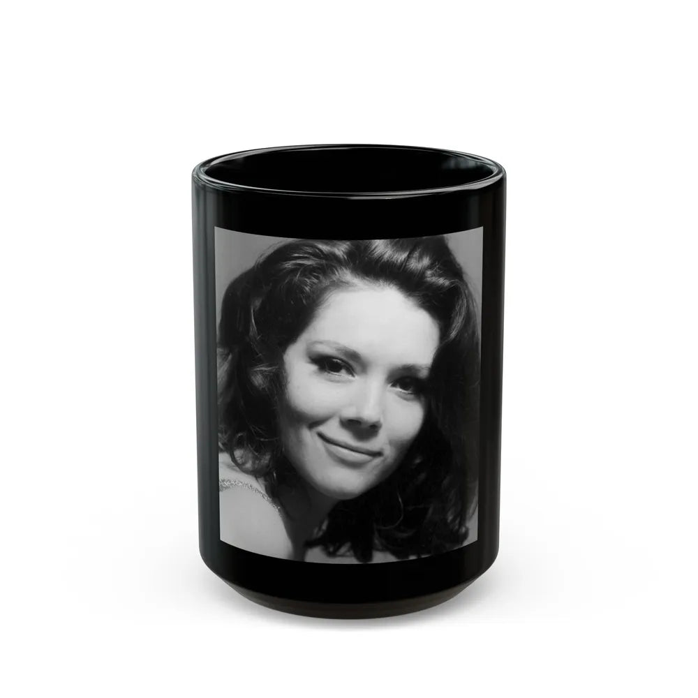 Diana Rigg #53 (Vintage Female Icon) Black Coffee Mug-15oz-Go Mug Yourself