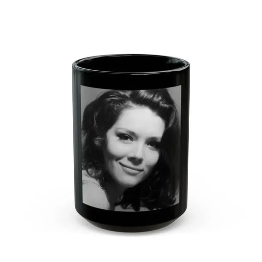Diana Rigg #53 (Vintage Female Icon) Black Coffee Mug 15oz - Go Mug Yourself