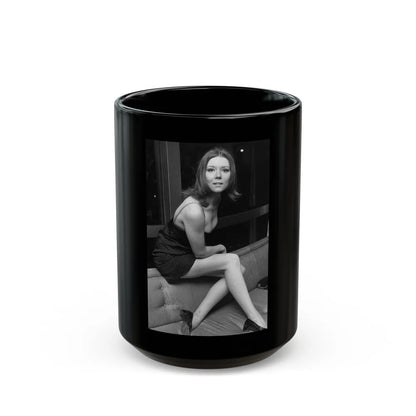 Diana Rigg #55 (Vintage Female Icon) Black Coffee Mug-15oz-Go Mug Yourself