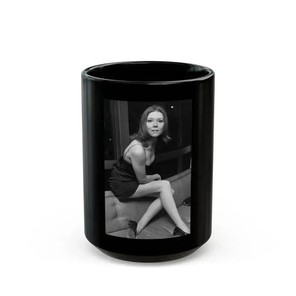 Diana Rigg #55 (Vintage Female Icon) Black Coffee Mug 15oz - Go Mug Yourself