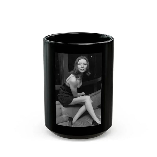 Diana Rigg #55 (Vintage Female Icon) Black Coffee Mug 15oz - Go Mug Yourself