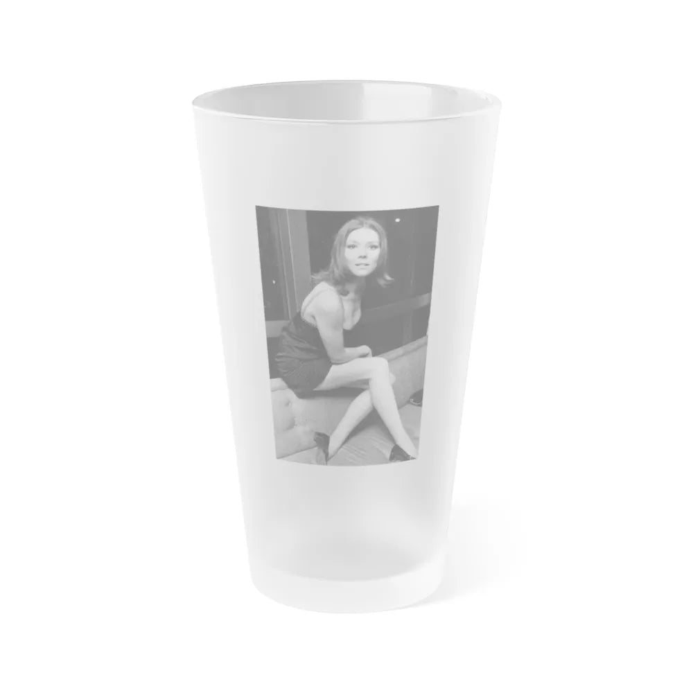 Diana Rigg #55 (Vintage Female Icon) Frosted Pint Glass 16oz-16oz-Frosted-Go Mug Yourself