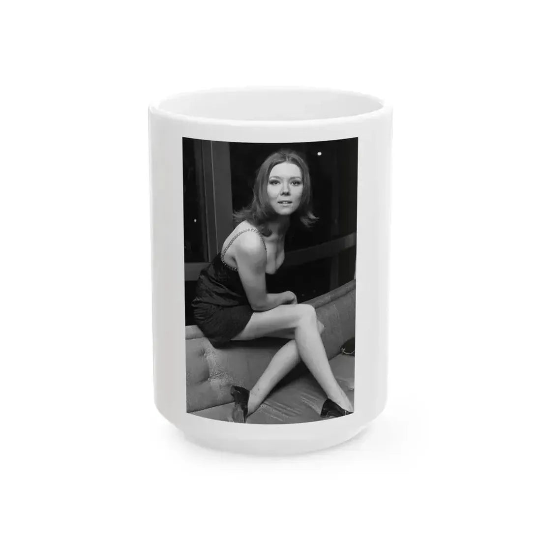Diana Rigg #55 (Vintage Female Icon) White Coffee Mug 15oz - Go Mug Yourself