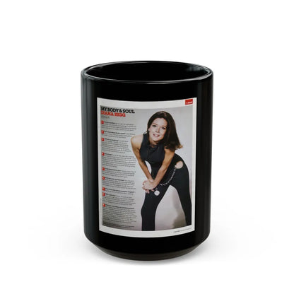 Diana Rigg #57 (Vintage Female Icon) Black Coffee Mug-15oz-Go Mug Yourself