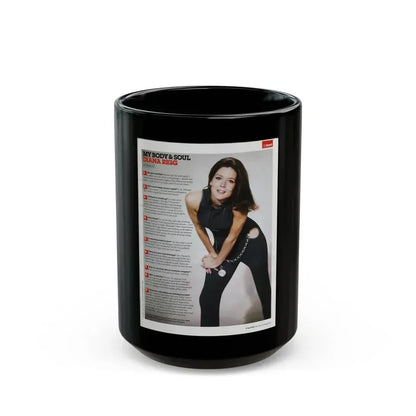 Diana Rigg #57 (Vintage Female Icon) Black Coffee Mug 15oz - Go Mug Yourself