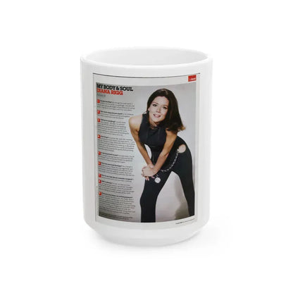 Diana Rigg #57 (Vintage Female Icon) White Coffee Mug 15oz - Go Mug Yourself