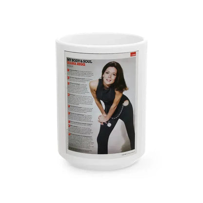 Diana Rigg #57 (Vintage Female Icon) White Coffee Mug 15oz - Go Mug Yourself