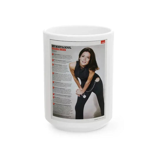 Diana Rigg #57 (Vintage Female Icon) White Coffee Mug 15oz - Go Mug Yourself