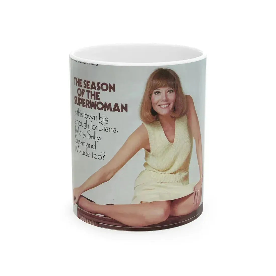 Diana Rigg #58 (Vintage Female Icon) White Coffee Mug 11oz - Go Mug Yourself