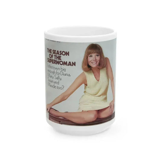 Diana Rigg #58 (Vintage Female Icon) White Coffee Mug 15oz - Go Mug Yourself