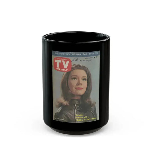 Diana Rigg #63 - Mag. Cover (Vintage Female Icon) Black Coffee Mug 15oz - Go Mug Yourself