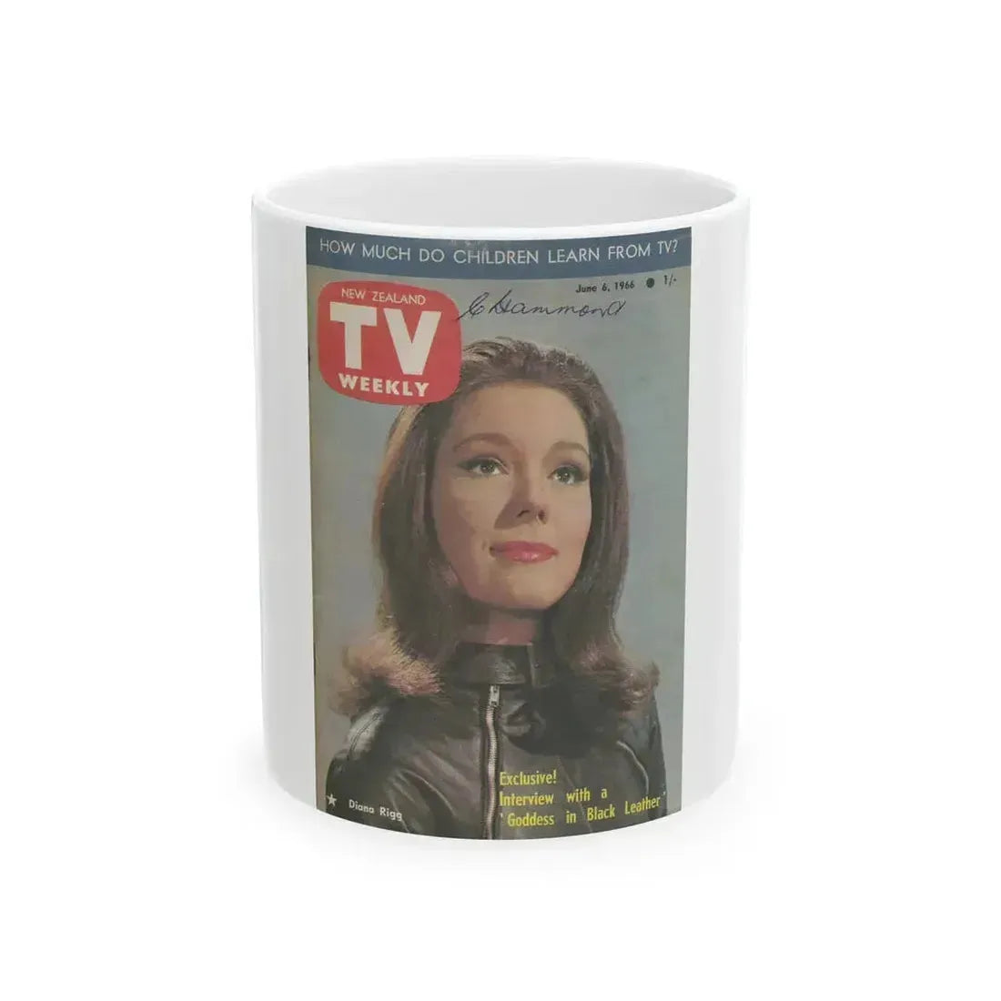 Diana Rigg #63 - Mag. Cover (Vintage Female Icon) White Coffee Mug 11oz - Go Mug Yourself