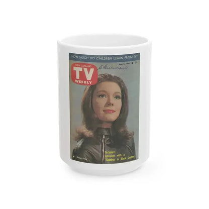 Diana Rigg #63 - Mag. Cover (Vintage Female Icon) White Coffee Mug 15oz - Go Mug Yourself