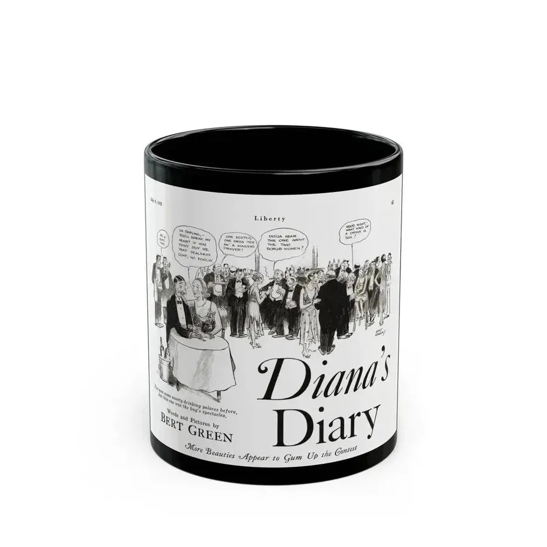 Diana's Diary, Liberty magazine, July 9, 1932 - Black Coffee Mug 11oz - Go Mug Yourself