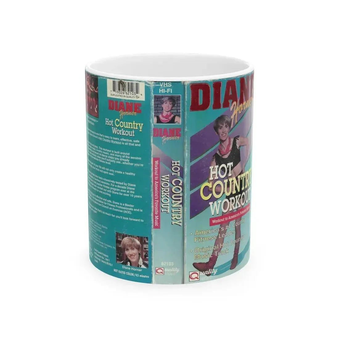 DIANE HORNER HOT COUNTRY WORKOUT (VHS COVER) - White Coffee Mug 11oz - Go Mug Yourself
