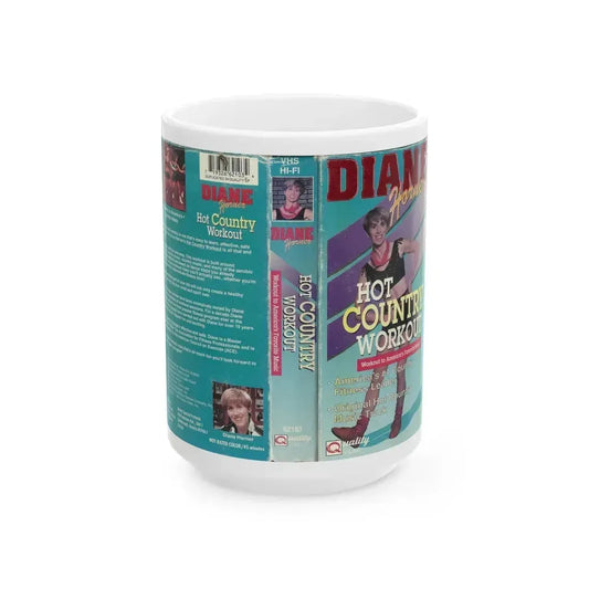DIANE HORNER HOT COUNTRY WORKOUT (VHS COVER) - White Coffee Mug 15oz - Go Mug Yourself