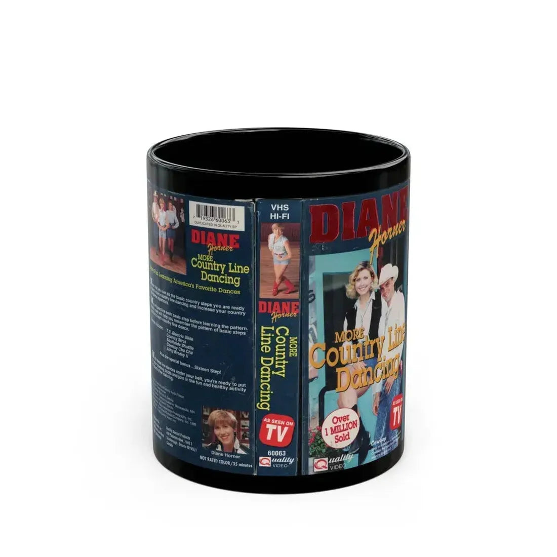 DIANE HORNER MORE COUNTRY LINE DANCING (VHS COVER) - Black Coffee Mug 11oz - Go Mug Yourself