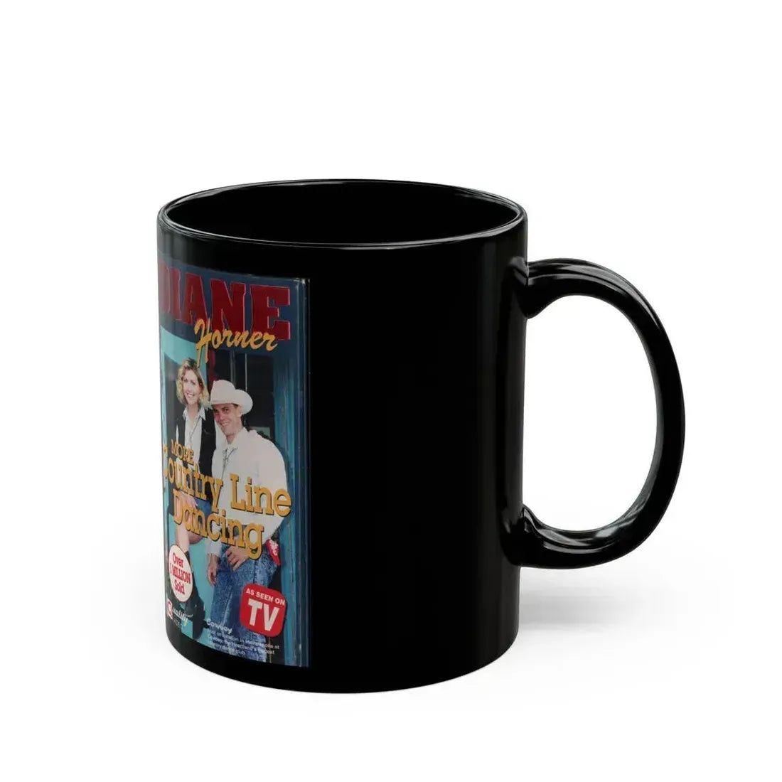 DIANE HORNER MORE COUNTRY LINE DANCING (VHS COVER) - Black Coffee Mug - Go Mug Yourself
