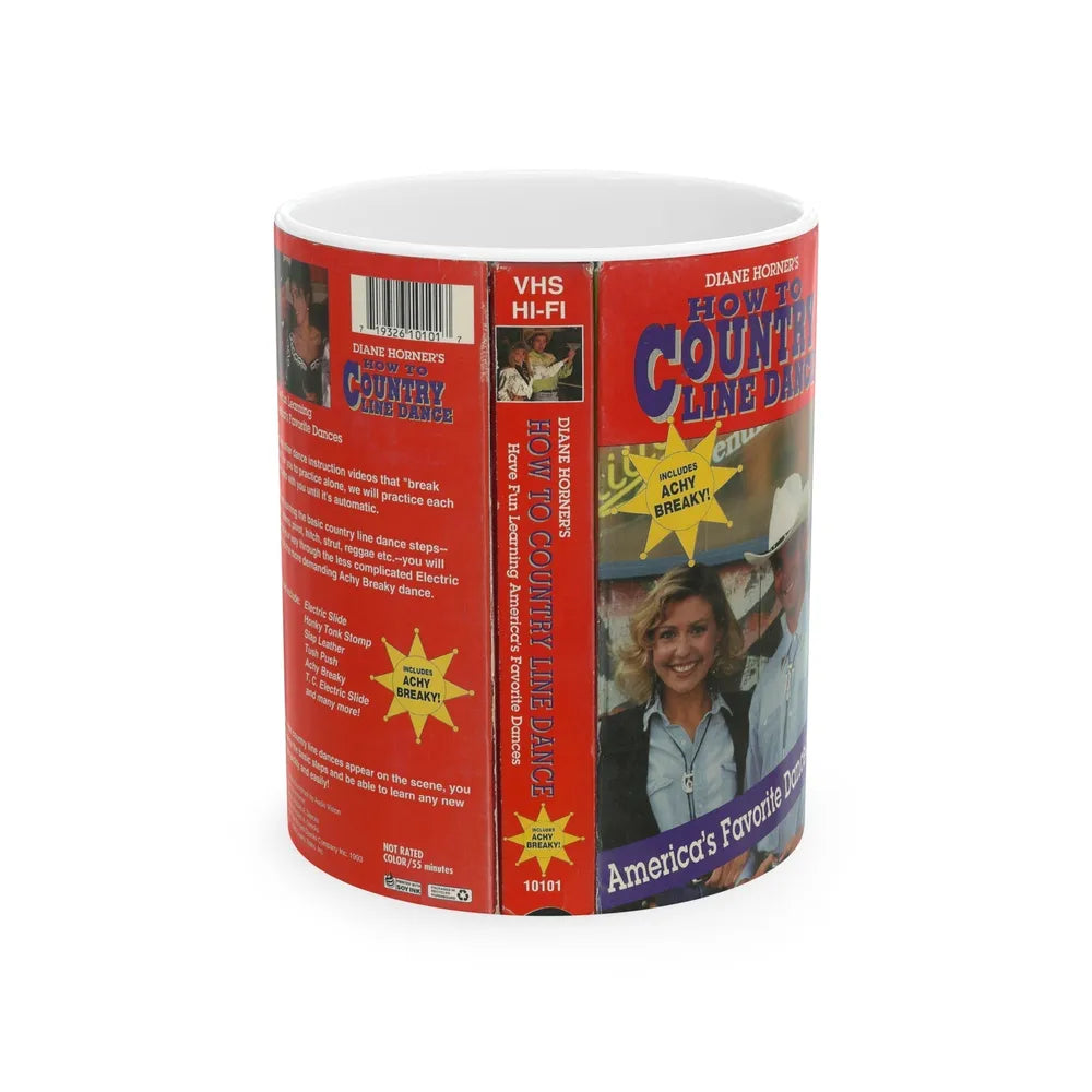 DIANE HORNERS HOW TO COUNTRY LINE DANCE (VHS COVER) - White Coffee Mug-11oz-Go Mug Yourself