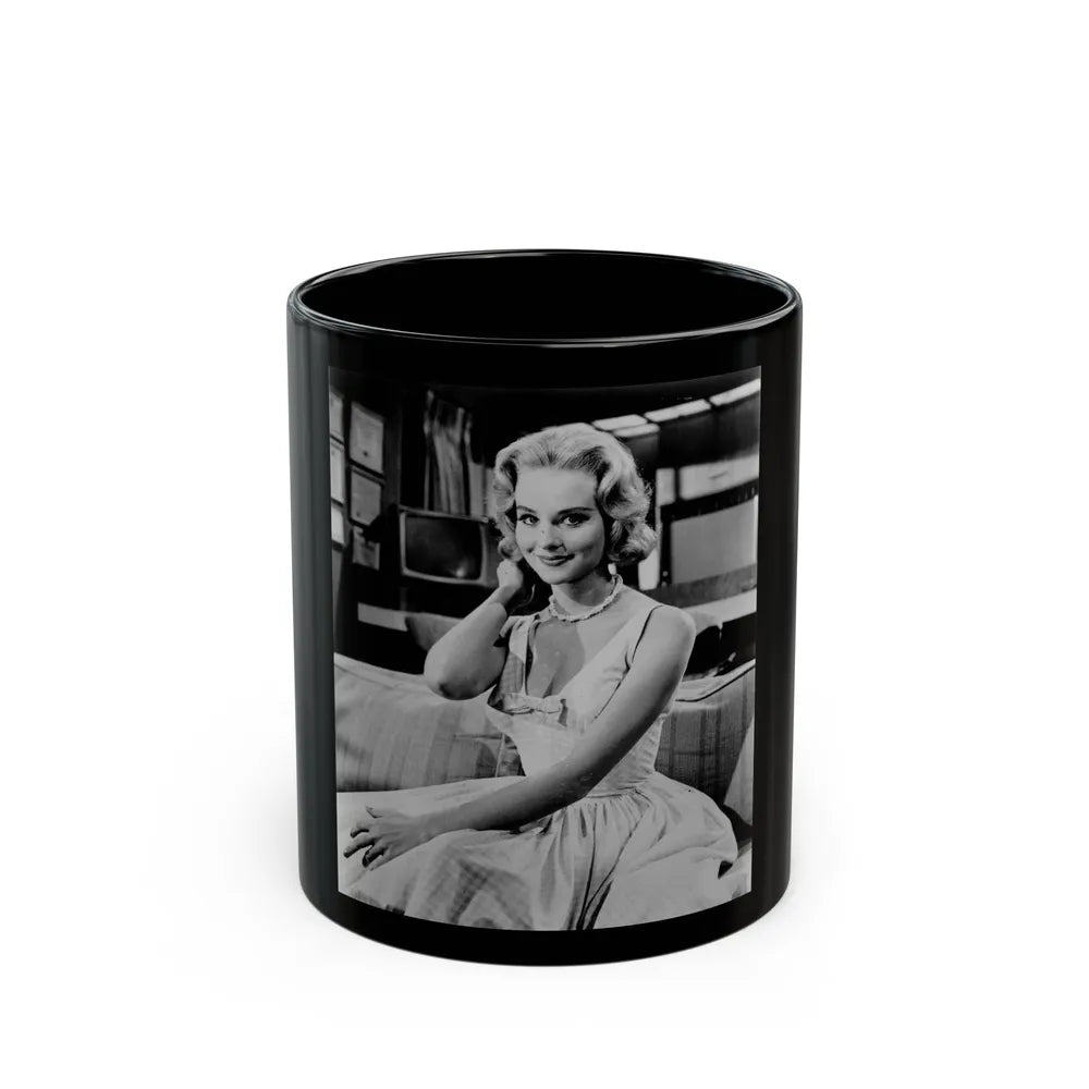 Diane McBain #03 (Vintage Female Icon) Black Coffee Mug-11oz-Go Mug Yourself