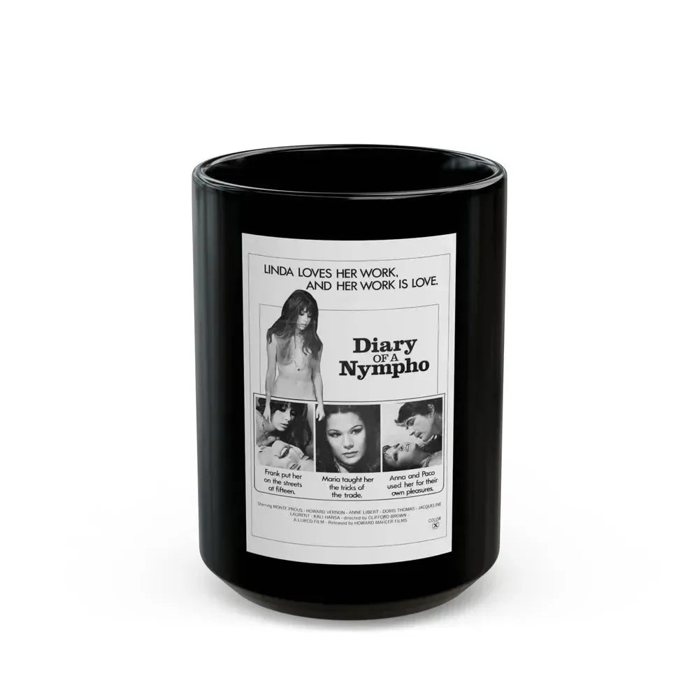 DIARY OF A NYMPHO 1973 Movie Poster - Black Coffee Mug 15oz - Go Mug Yourself