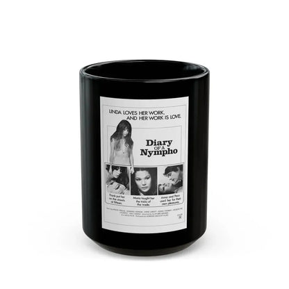 DIARY OF A NYMPHO 1973 Movie Poster - Black Coffee Mug 15oz - Go Mug Yourself