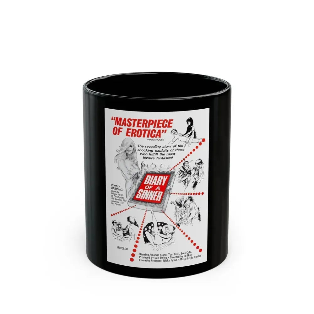 DIARY OF A SINNER 1974 Movie Poster - Black Coffee Mug 11oz - Go Mug Yourself