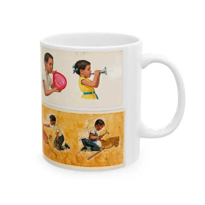 Dick and Jane illustration, Group of 4 (Scott, Foresman & Co., 1951) - White Coffee Mug - Go Mug Yourself