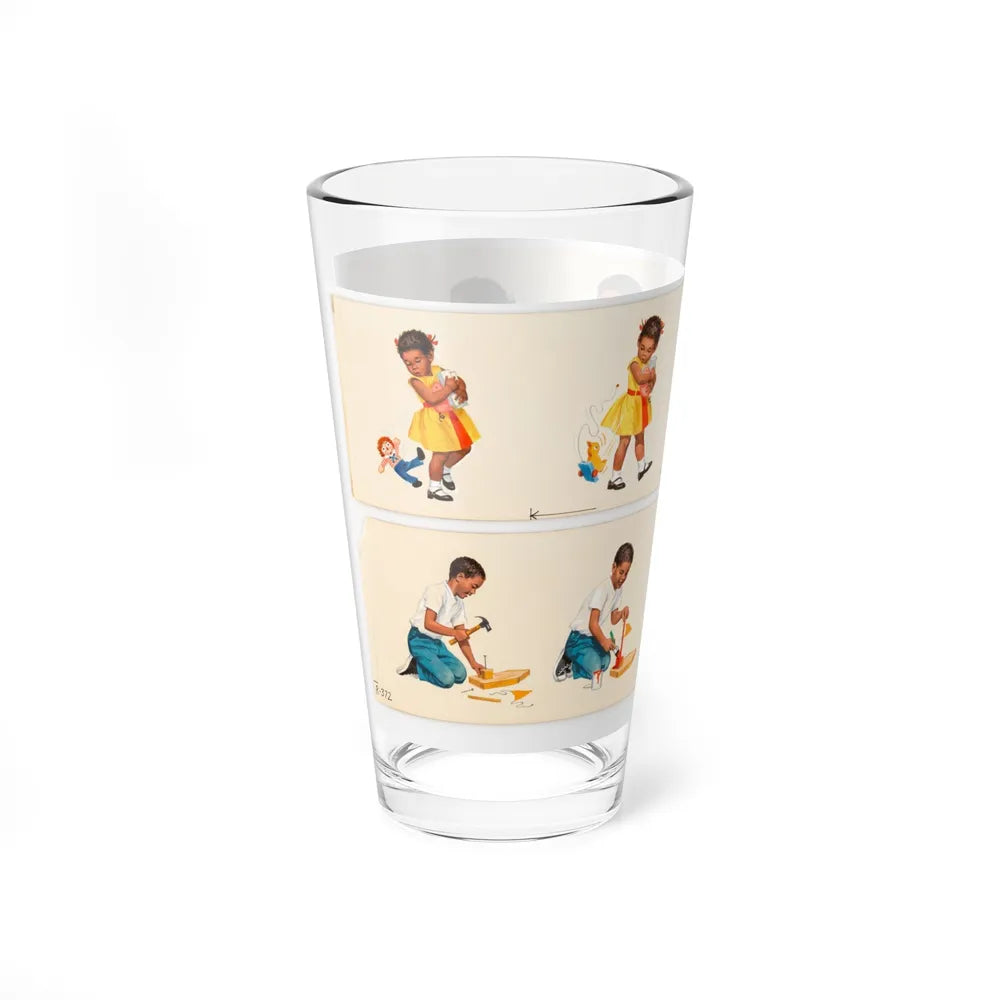 Dick and Jane illustration, Group of 4 (Scott, Foresman & Co., 1951) - Pint Glass 16oz-Go Mug Yourself