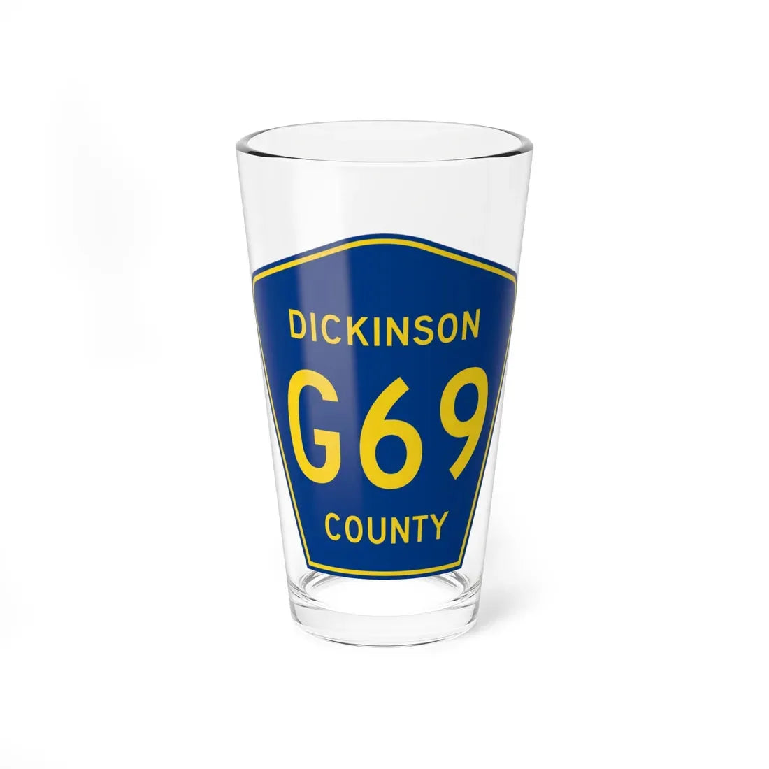 Dickinson County G-69 (Michigan) (Road Sign) Pint Glass 16oz 16oz - Go Mug Yourself