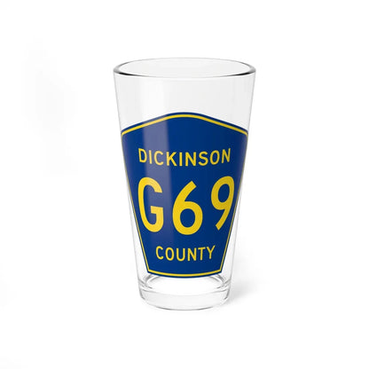 Dickinson County G-69 (Michigan) (Road Sign) Pint Glass 16oz 16oz - Go Mug Yourself